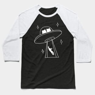 cat alien abduction line art Baseball T-Shirt